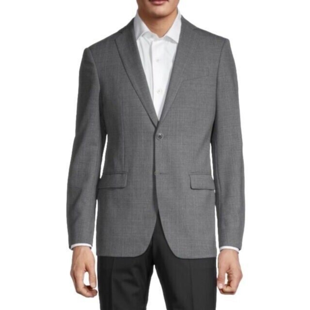 John Varvatos Wool Blazer Mens Size 40R Gray Sports Suit Jacket Notch Career